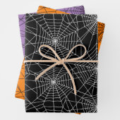 Spiderweb Black en White Halloween Inpakpapier Vel (In situ)