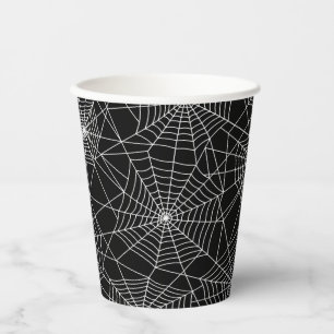 Spiderweb Black en White Halloween Papieren Bekers