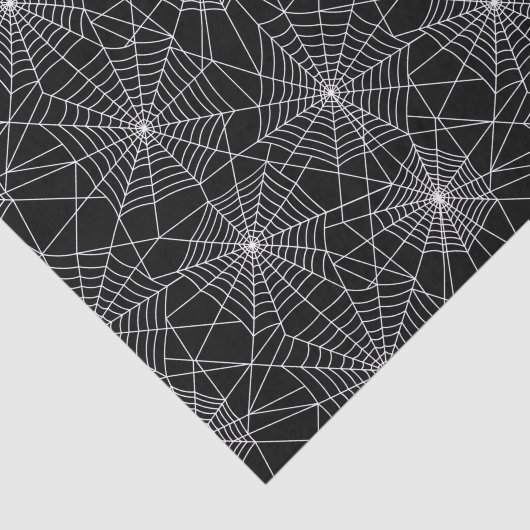 Spiderweb Black en White Halloween Tissuepapier (Detail)