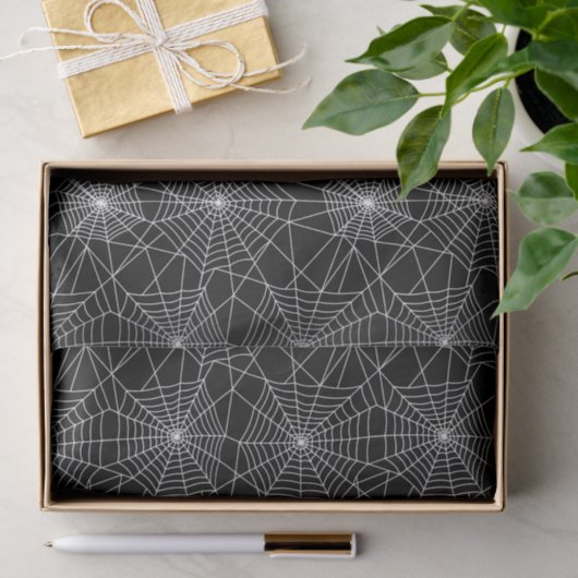 Spiderweb Black en White Halloween Tissuepapier (Geschenk)