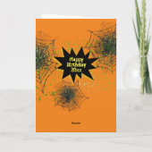 Spiderweb Black Oranje Kinder Halloween Birthday Kaart (Achterkant)