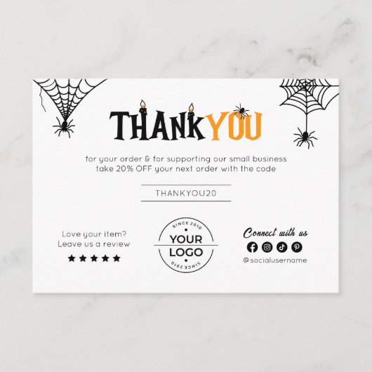 Spiderweb Candle Spooky Vibes Halloween Bedankt (Voorkant)