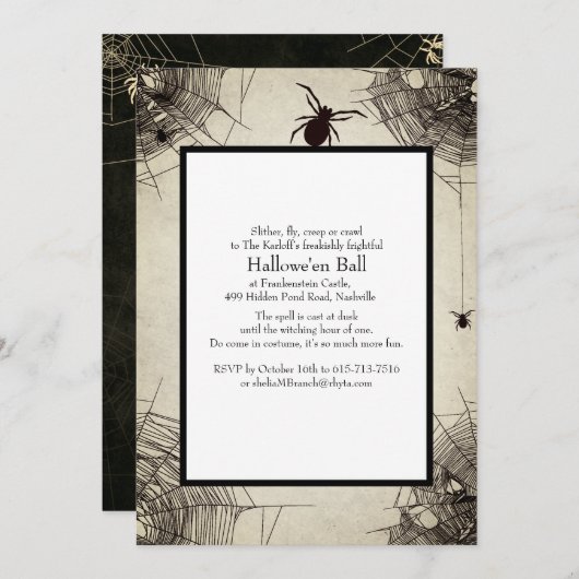 -Spiderweb Chalkboard Halloween-partij Kaart (Voorkant / Achterkant)