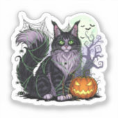 Spiderweb Coon – Maine Coon Halloween Sticker (Voorkant)