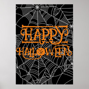 Spiderweb Crescent Moon Halloween Kostuum Party Poster