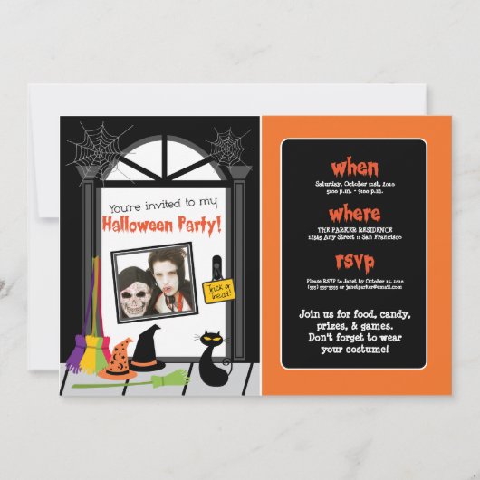 Spiderweb door Halloween Party Invite (foto) Kaart (Voorkant)
