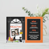 Spiderweb door Halloween Party Invite (foto) Kaart (Staand voorkant)
