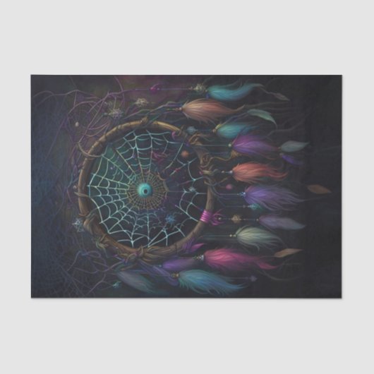 Spiderweb Dreamcatcher Bright Feather Decoupage Tissuepapier (Voorkant)