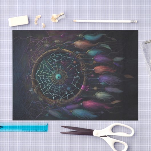 Spiderweb Dreamcatcher Bright Feather Decoupage Tissuepapier (Craft)