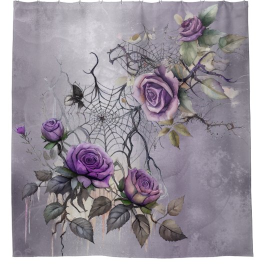Spiderweb Elegance | Kiep mooi Roos Floral Douchegordijn (Voorkant)