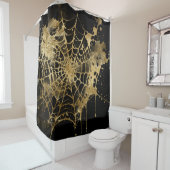 Spiderweb Elegantie | Creepy Mooi Goud Cobweb Douchegordijn (In situ)