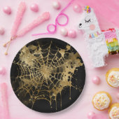 Spiderweb Elegantie | Creepy Mooi Goud Cobweb Papieren Bordje (Feest)