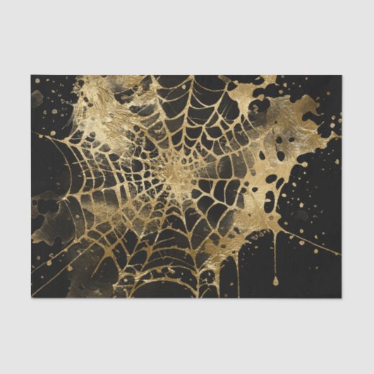 Spiderweb Elegantie | Creepy Mooi Goud Cobweb Tissuepapier (Voorkant)