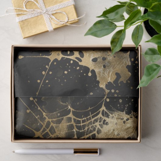 Spiderweb Elegantie | Creepy Mooi Goud Cobweb Tissuepapier (Geschenk)