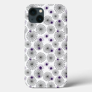 Spiderweb en Paarse Spiders Halloween White Patter Case-Mate iPhone Case