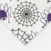 Spiderweb en Paarse Spiders Halloween White Patter Fleece Deken (Hoek)