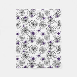 Spiderweb en Paarse Spiders Halloween White Patter Fleece Deken