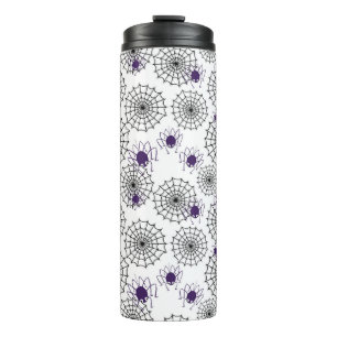 Spiderweb en Paarse Spiders Halloween White Patter Thermosbeker