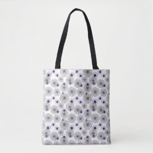 Spiderweb en Paarse Spiders Halloween White Patter Tote Bag