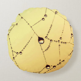 Spiderweb geel goud zwart elegant rond kussen