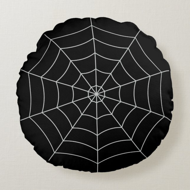 Spiderweb Gothic Halloween Rond Kussen (Voorkant)
