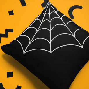 Spiderweb Graphic Black en White Kussen