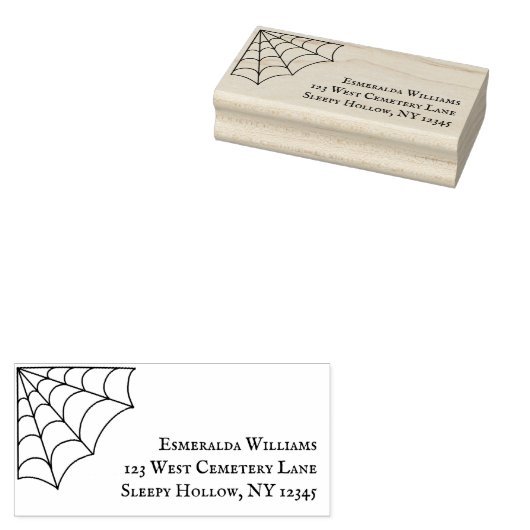 Spiderweb Graphic Custom Gothic Return Address Rubberstempel (Gestempeld)