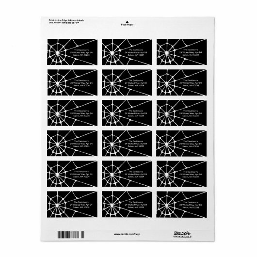 Spiderweb Halloween Adreslabel Etiket (Full Sheet)