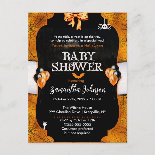 Spiderweb Halloween Baby shower Invitation Uitnodiging Briefkaart (Voorkant)