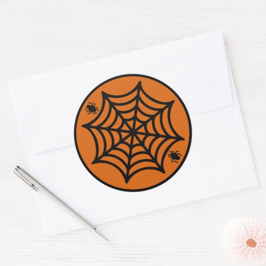 Spiderweb Halloween Ronde Sticker (Envelop)
