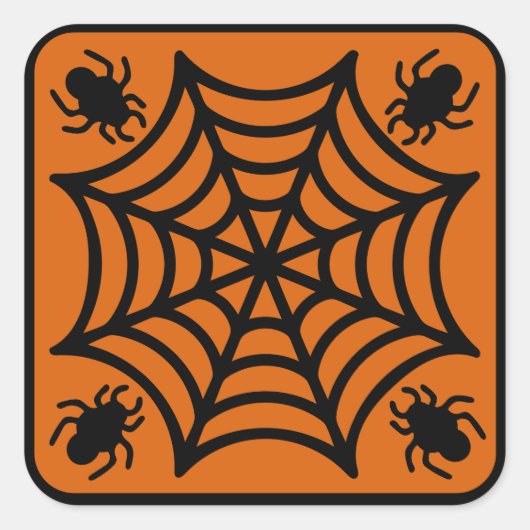Spiderweb Halloween Vierkante Sticker (Voorkant)