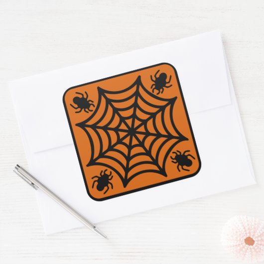 Spiderweb Halloween Vierkante Sticker (Envelop)