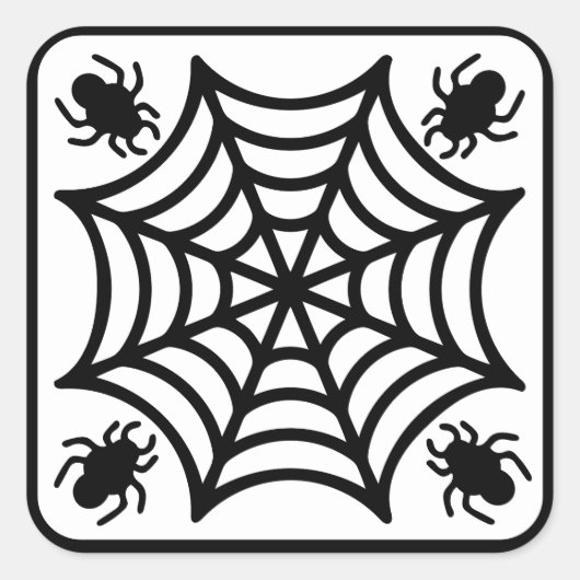 Spiderweb Halloween Vierkante Sticker (Voorkant)