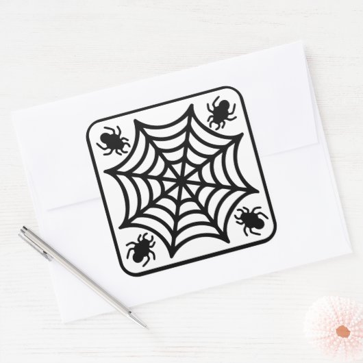 Spiderweb Halloween Vierkante Sticker (Envelop)
