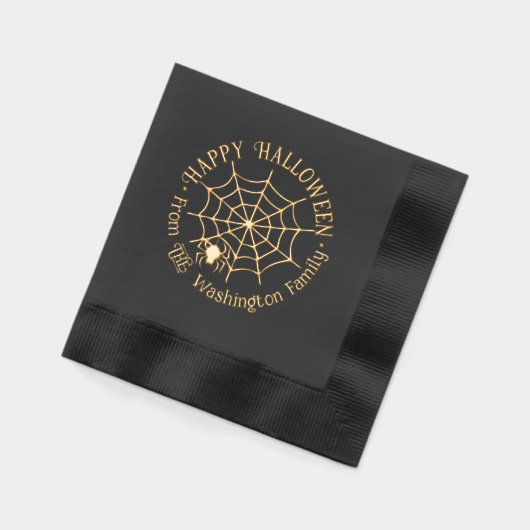 SpiderWeb & Hanging Spider Halloween Familienaam Folie Servetten (Links)