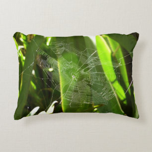 Spiderweb in de Natuur Tropische bladeren Decoratief Kussen