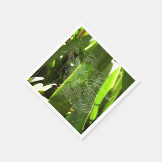 Spiderweb in de Natuur Tropische bladeren Servet (Hoek)