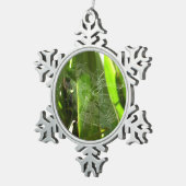 Spiderweb in de Natuur Tropische bladeren Tin Sneeuwvlok Ornament (Rechts)