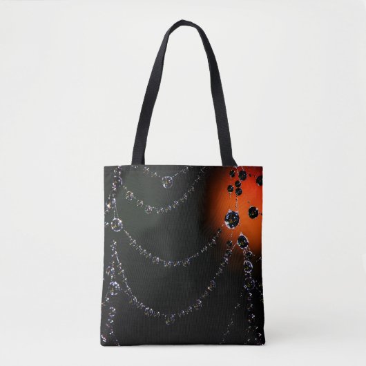 Spiderweb juwelen en oogstmaan zwart sinaasappel tote bag (Voorkant)