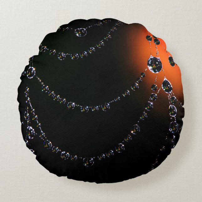 Spiderweb juwelen rond werpen kussen (Voorkant)