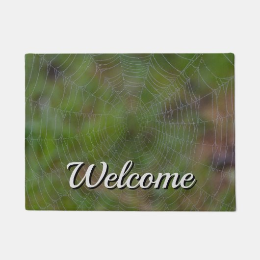 Spiderweb met druppeltjes Welkom Doormat Deurmat (Voorkant)