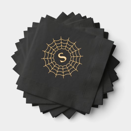 Spiderweb monogram initiaal Halloween zwart Folie Servetten (Insitu (Gestapeld))