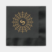 Spiderweb monogram initiaal Halloween zwart Folie Servetten (Voorkant)