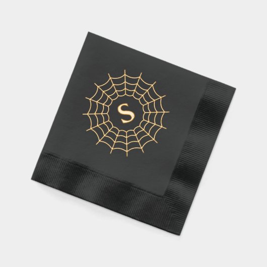 Spiderweb monogram initiaal Halloween zwart Folie Servetten (Links)