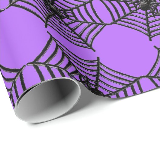 Spiderweb op Paarse Halloween Craft of Gift Cadeaupapier (Rol Hoek)