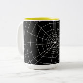 spiderweb op zwart tweekleurige koffiemok (Voorkant links)