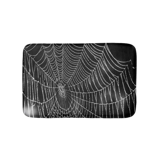 Spiderweb op zwarte achtergrond badmat (Voorkant)
