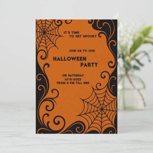 Spiderweb Ornament Sinaasappel Zwart gothic Hallow (Staand voorkant)