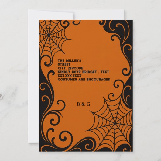 Spiderweb Ornament Sinaasappel Zwart gothic Hallow (Achterkant)