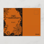 Spiderweb Ornament Sinaasappel Zwart gothic Hallow Briefkaart (Achterkant)
